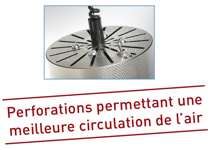 Lampe chauffante suspendue - Infra-rouge - 230 V - Longueur mini à maxi - 800 à 1800 - Le tube - 64°C - 33002INOX