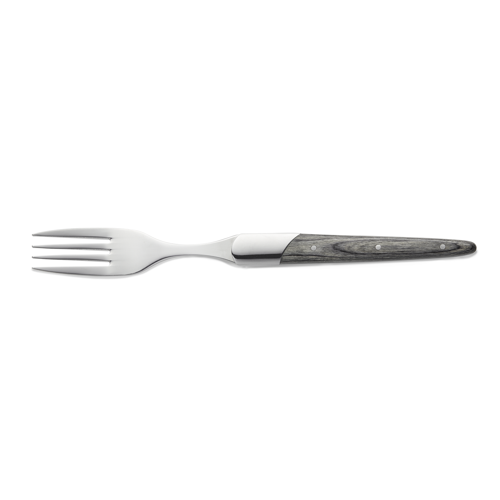 Steakvorkenset CARLOS met grijs pakkahouten handvat - set van 6 stuks - lemmetstaal 420 - hout 