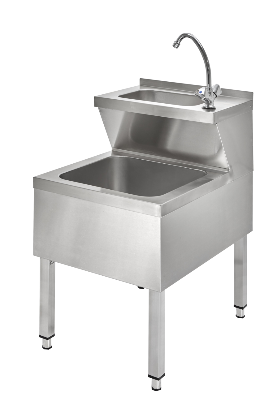 Combinaison lavabo et bac de vidange Basic 1, robinet d’eau froide et chaude