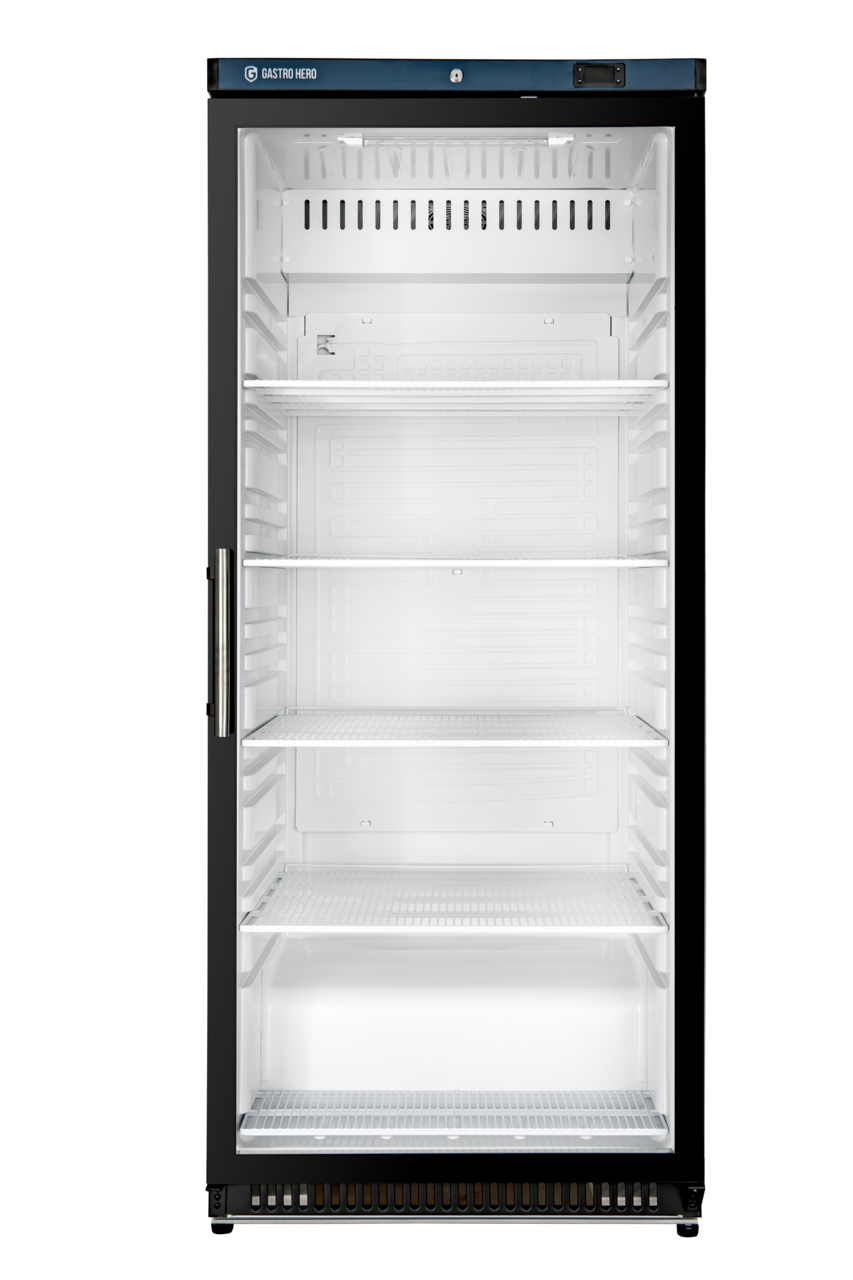 Armoire réfrigérée ECO 600 avec porte vitrée, intérieur en plastique, noir