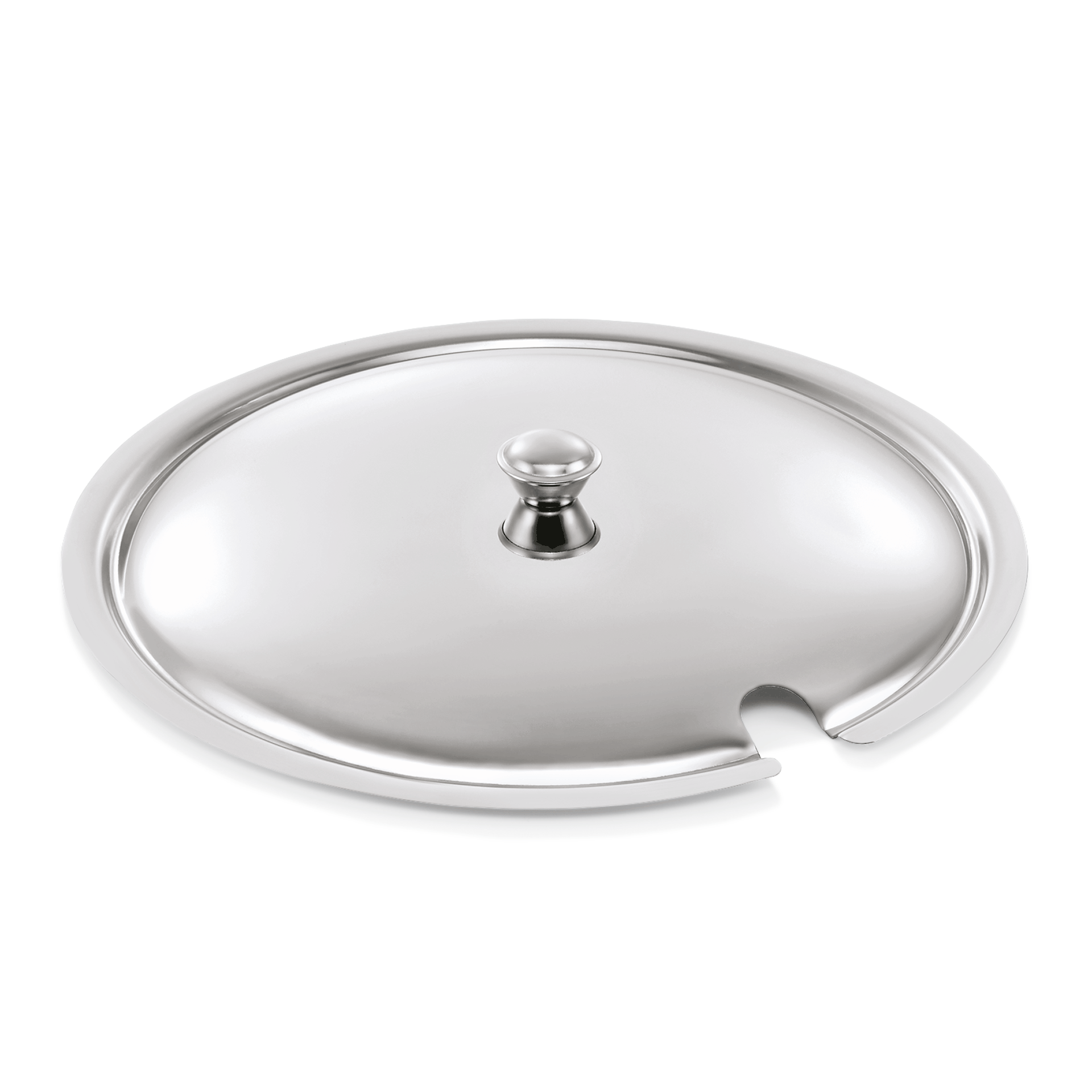 Couvercle pour terrine 1475 450, avec logement pour cuillère, acier inoxydable chromé-nickel.