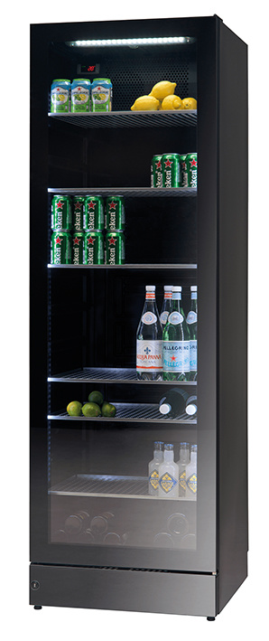 Kühlschrank schwarz mit Glastür | MG 185 | 344 Liter | 595x595x (H) 1850mm