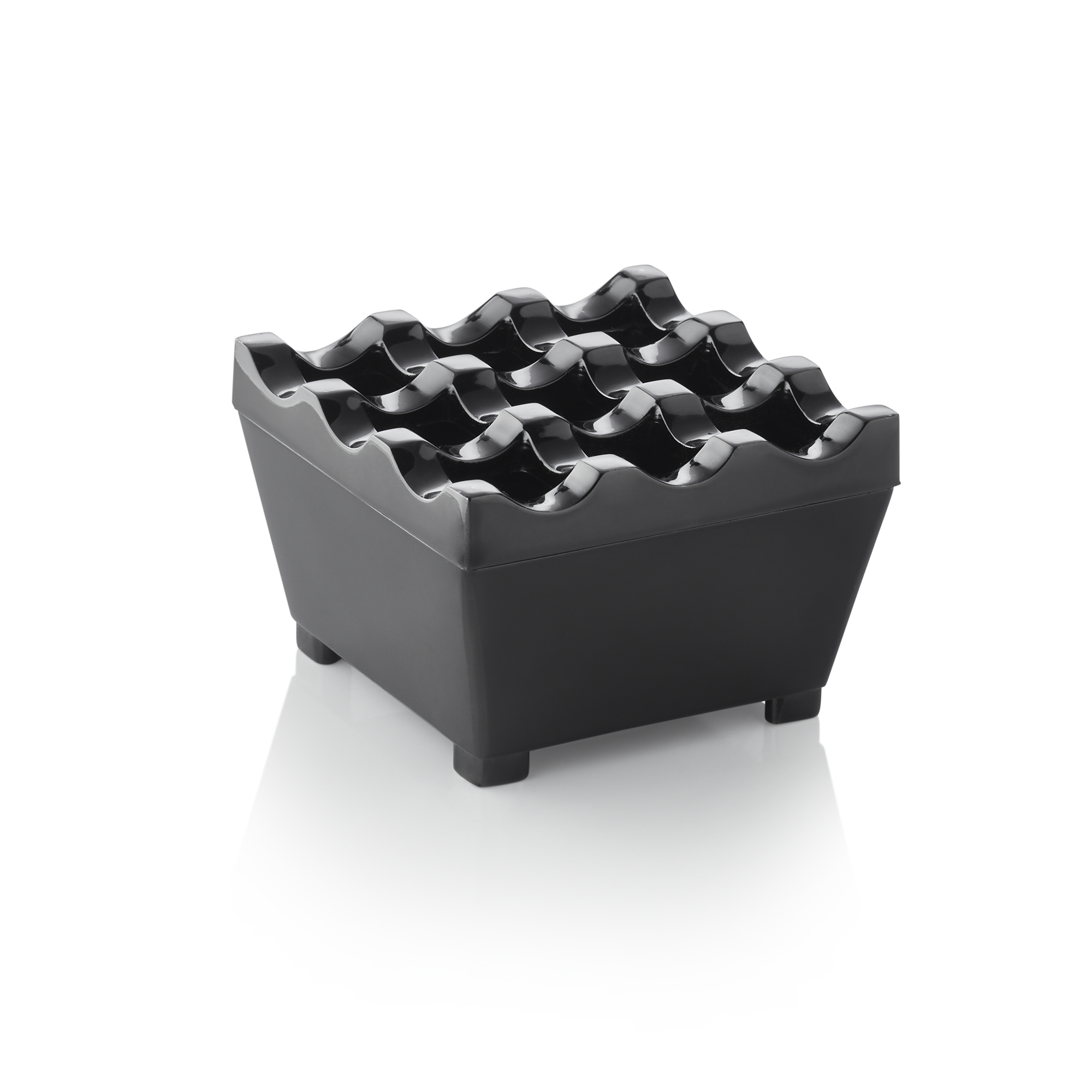 Windaschenbecher, 7,5 x 7,5 x 4,5 cm, schwarz verchromt, Zinkguss