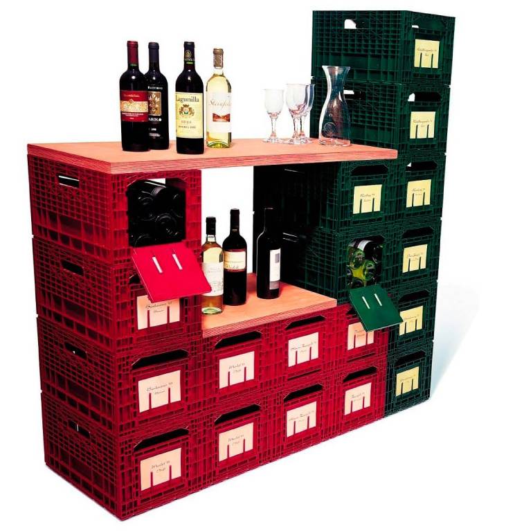 WijnBox Opslag - Rood - 12 Flessen - Stapelbaar