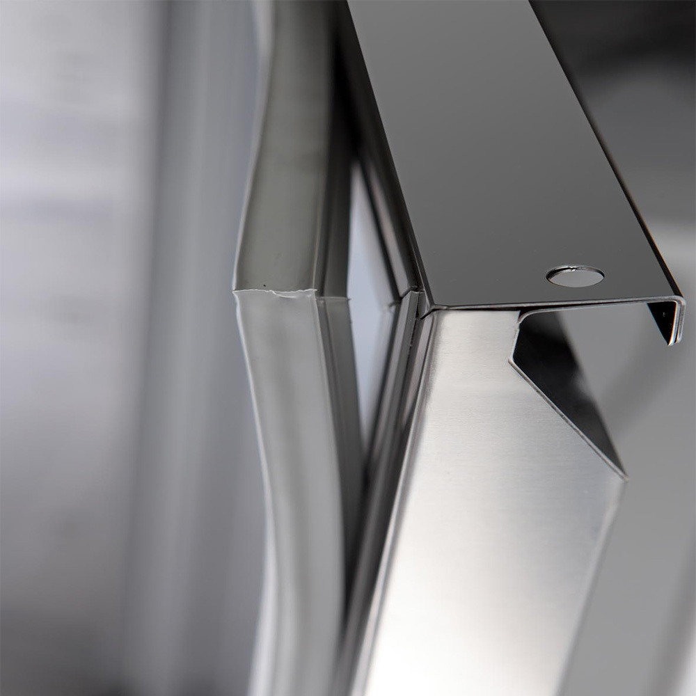 Bar toonbank met 2 compartimenten, afdruiprek + rooster, 1 spoelbak rechts.