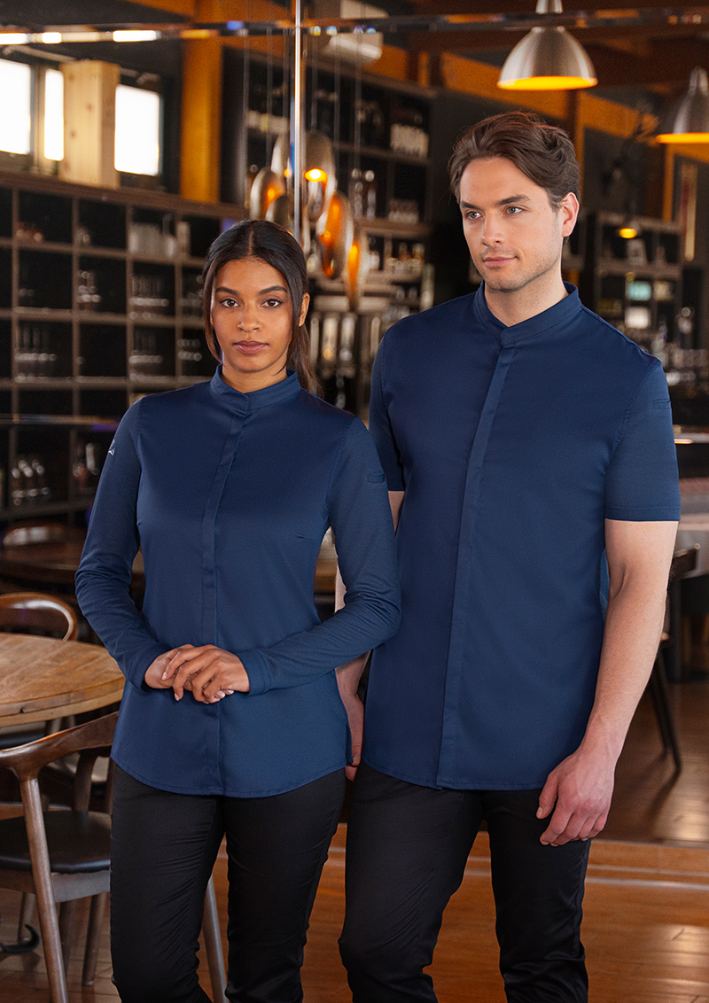 Veste de cuisine à manches courtes pour hommes DIAMOND CUT Avantgarde - Bleu Acier - 60