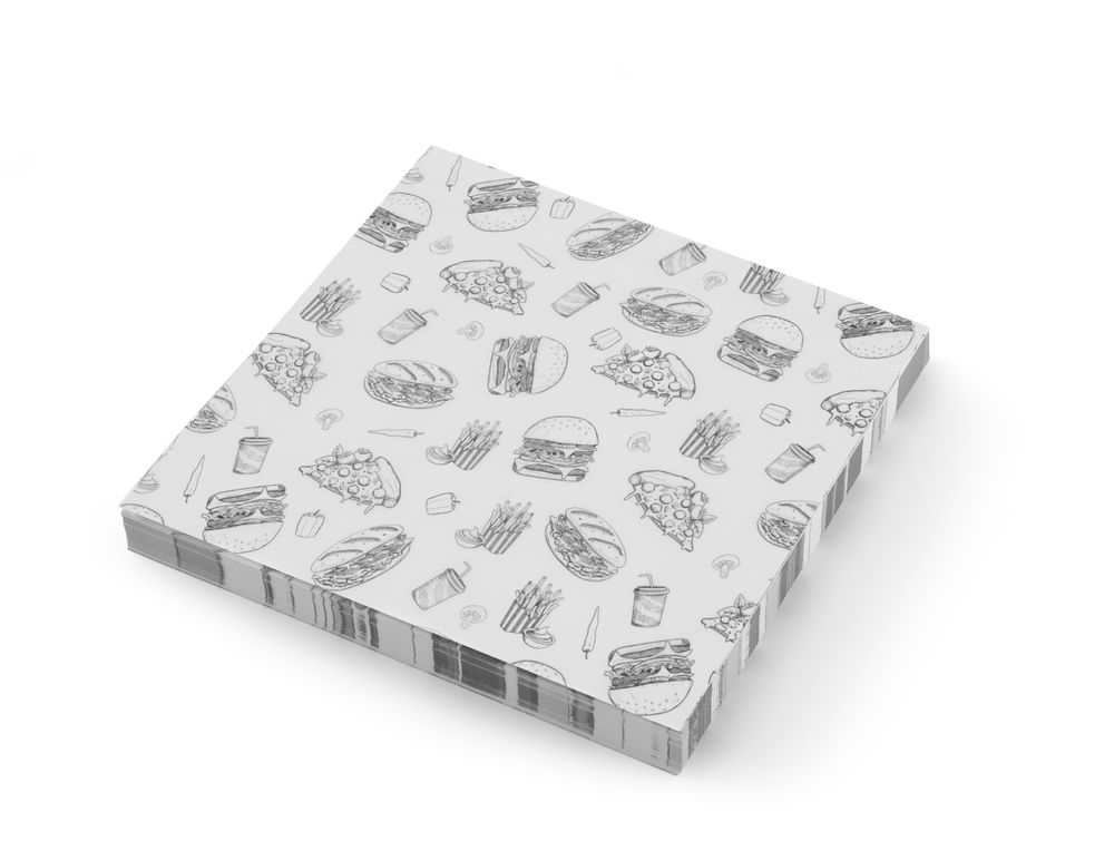 Papier ingraissable - Motif illustration fast food - 500 u. - 305x305mm