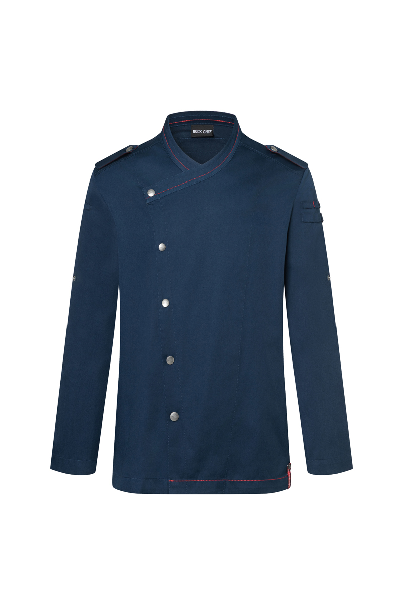 Veste de cuisine à manches longues pour homme ROCK CHEF-Stage2, en matière durable - Bleu Acier - 46