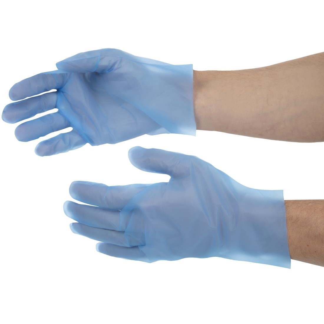 Nisbets Essentials poedervrije TPE handschoenen blauw M (200 stuks)