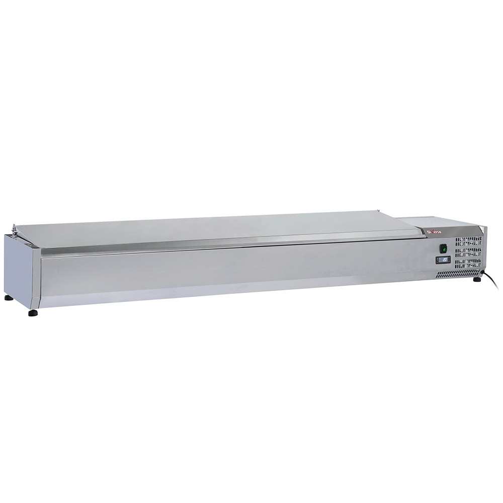 Kühltisch, Umluft, 4 Türen GN 1/1, mit Rückwand, auf Rädern, 2 mit Bremsen