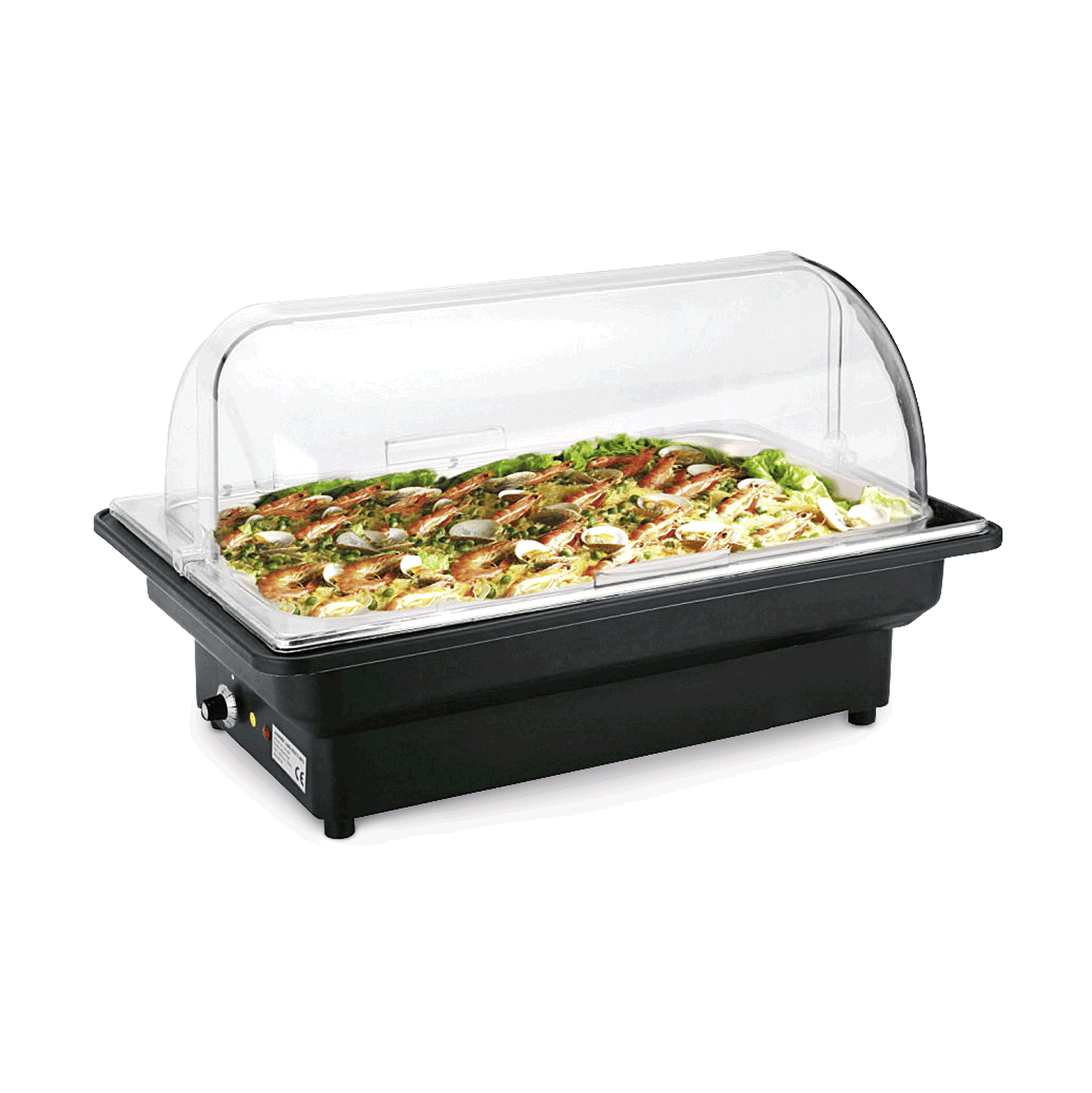 Chafing dish électrique GN 1/1, 56 x 36 x 32 cm, acier inoxydable chromé-nickel, polypropylène, polycarbonate