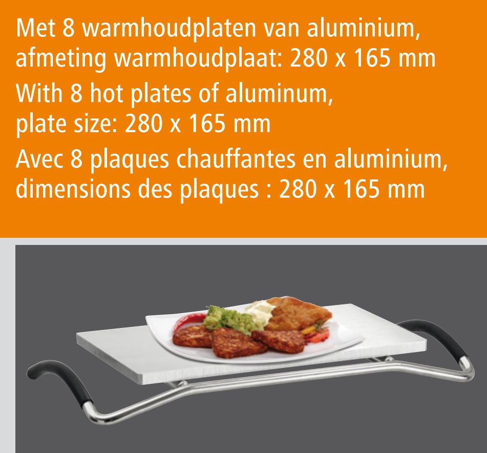 Réchaud à 8 Plaques Chauffantes - Aluminium - 1250W - 380x250x447(h)mm
