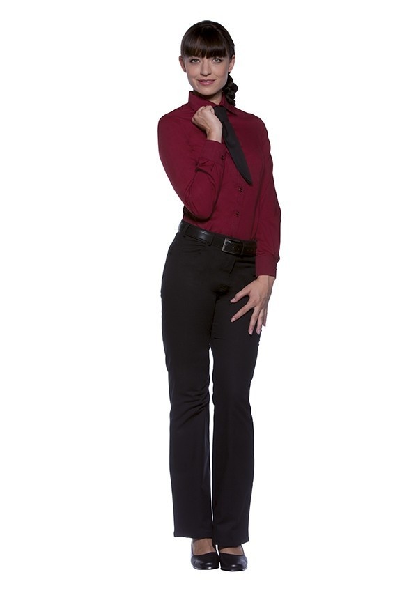 Damenbluse Mia Bordeaux  | 49% Polyester / 49% Baumwolle / 2% Elastolefin | Erhältlich in 10 Größen