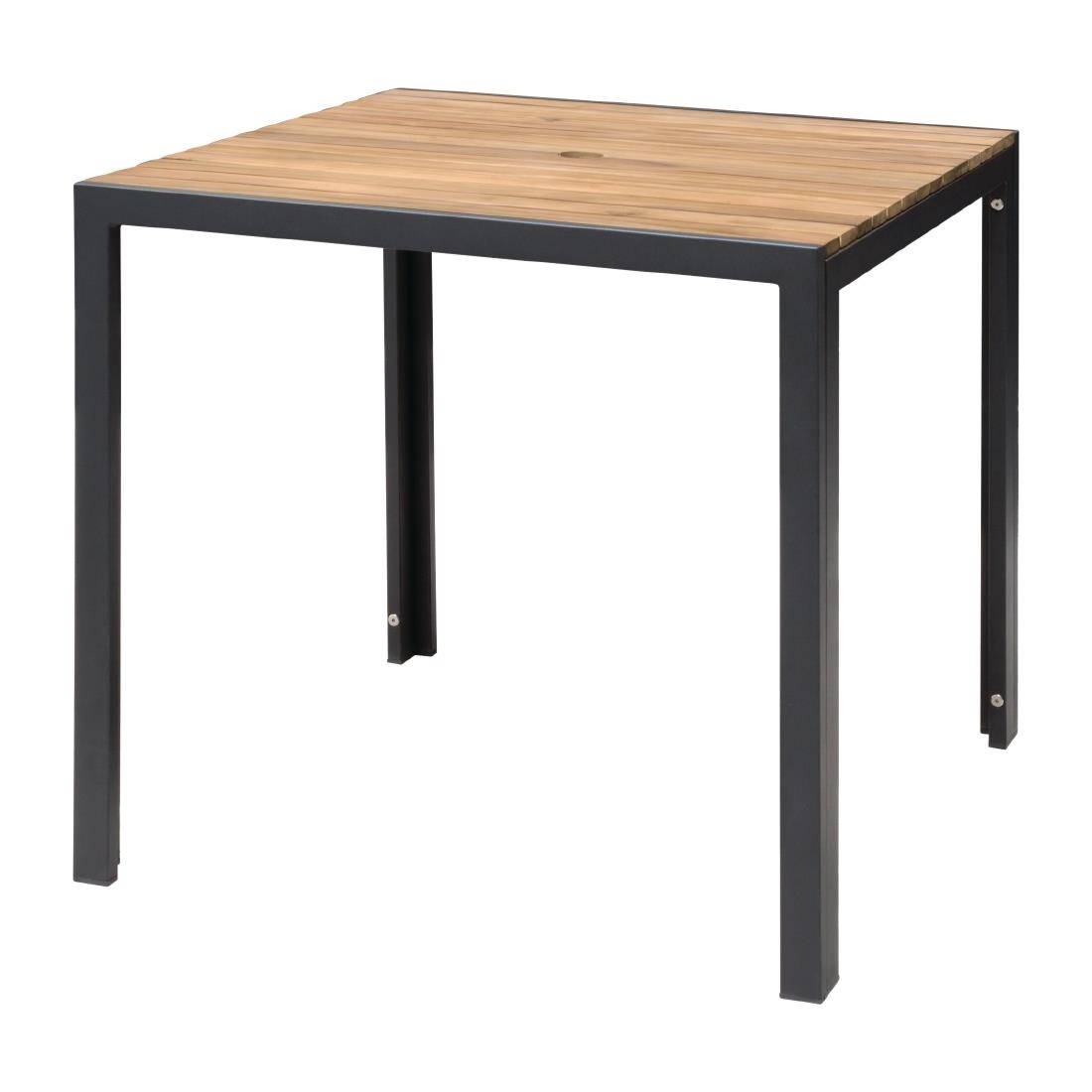 Table carrée - Acier et acacia - 800x800x740mm