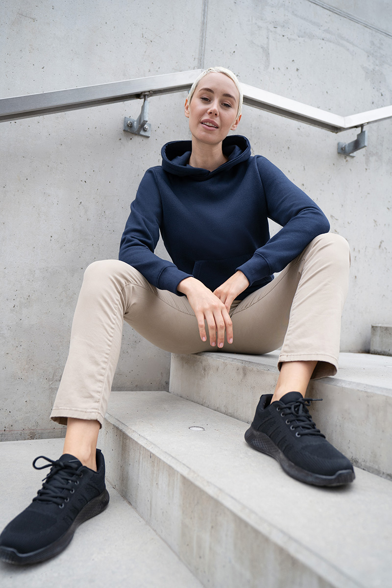 Damen Workwear Sweat Hoodie Soft-Face, aus nachhaltigem Material - Marine - L