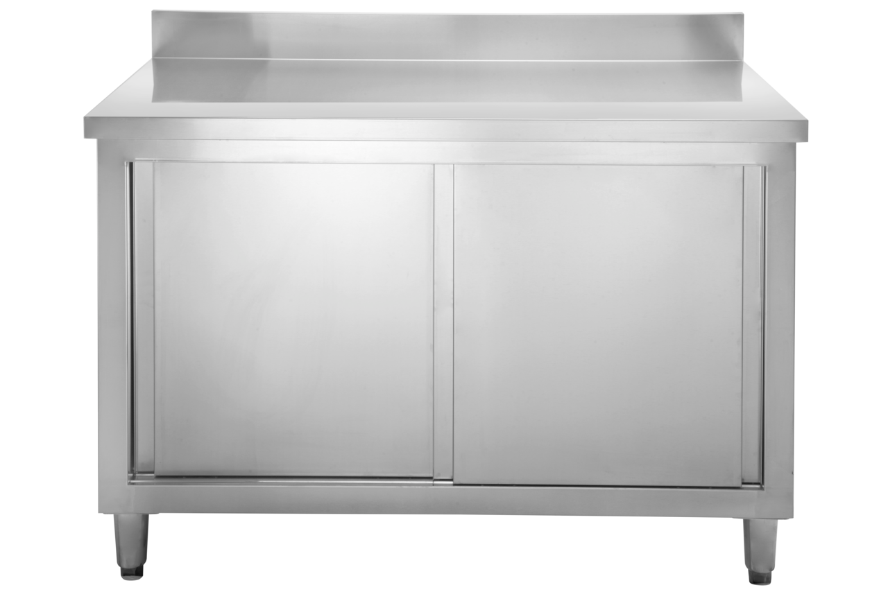 Armoire de travail en inox Basic 140x70 avec dosseret 100 mm