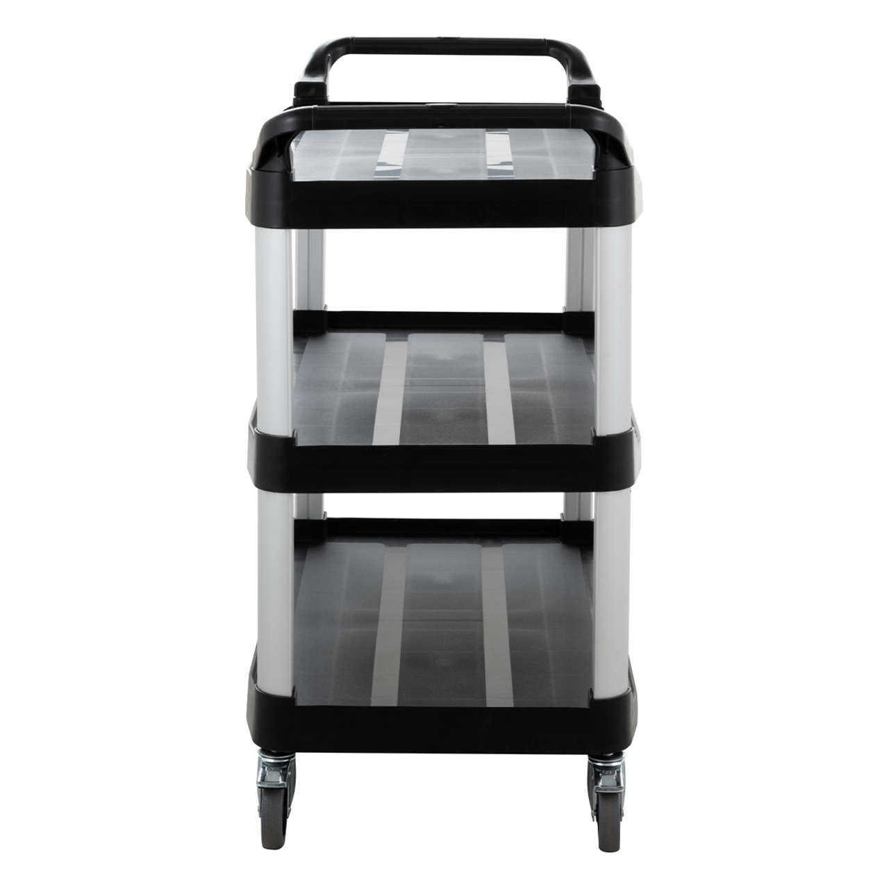 Chariot de service en polypropylène grand format avec roulettes, 3 niveaux, 102 x 50 x 96 cm