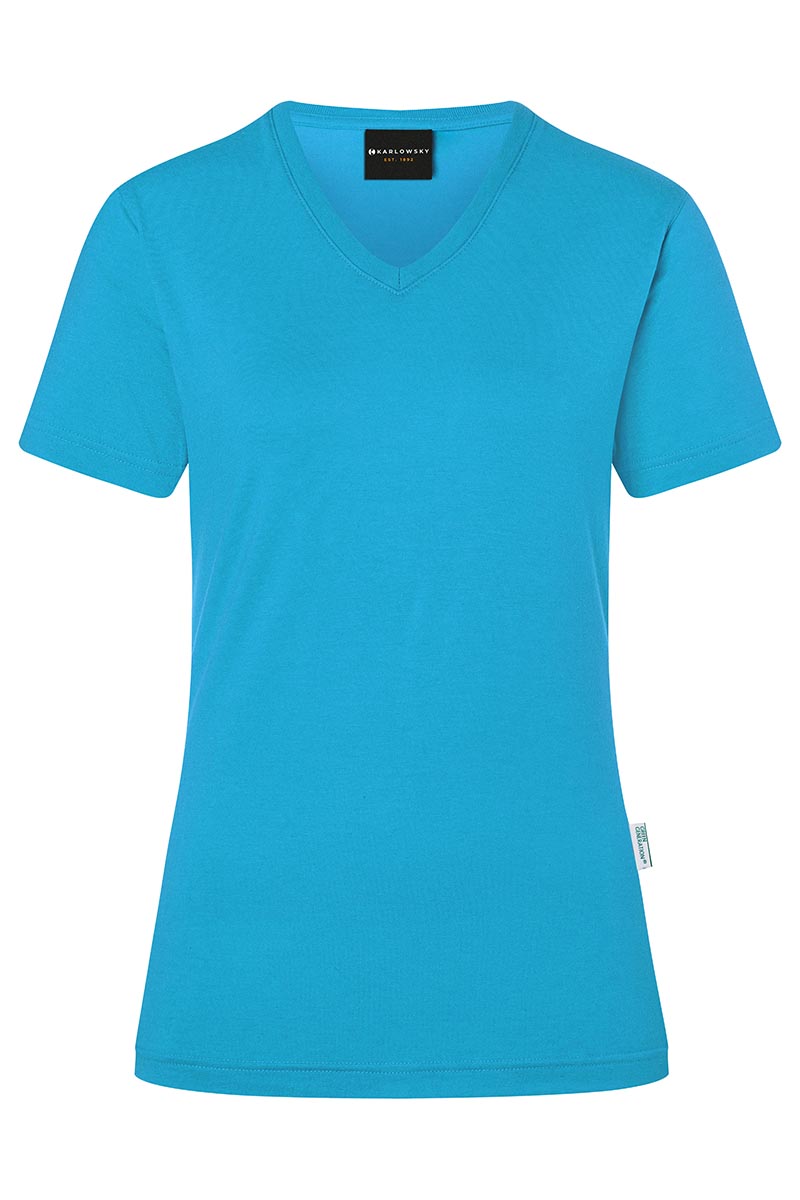 Damen Workwear T-Shirt Casual-Flair, aus nachhaltigem Material - Pazifikblau - L