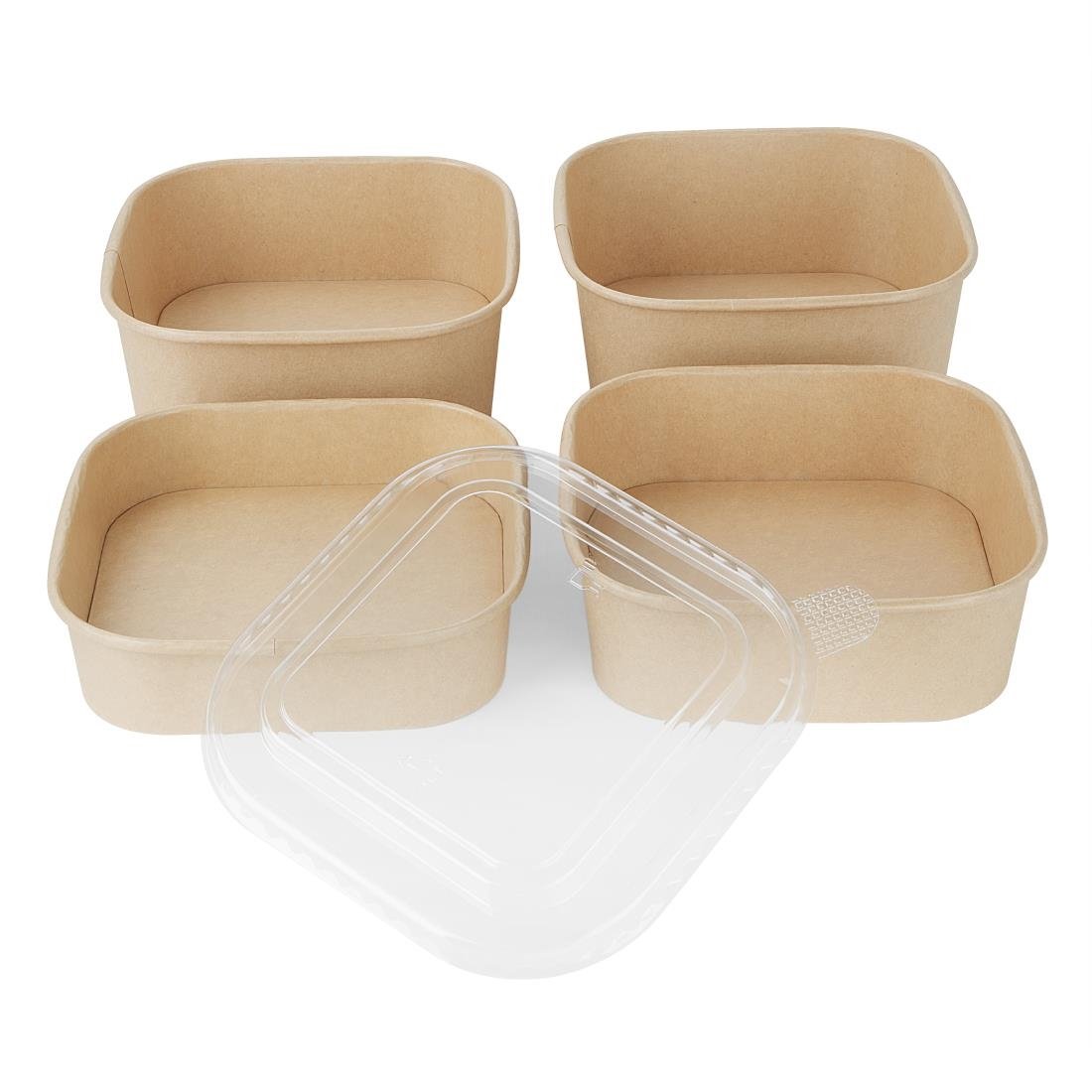 Couvercles PET pour barquettes carrées Fiesta Recyclable (lot de 300)