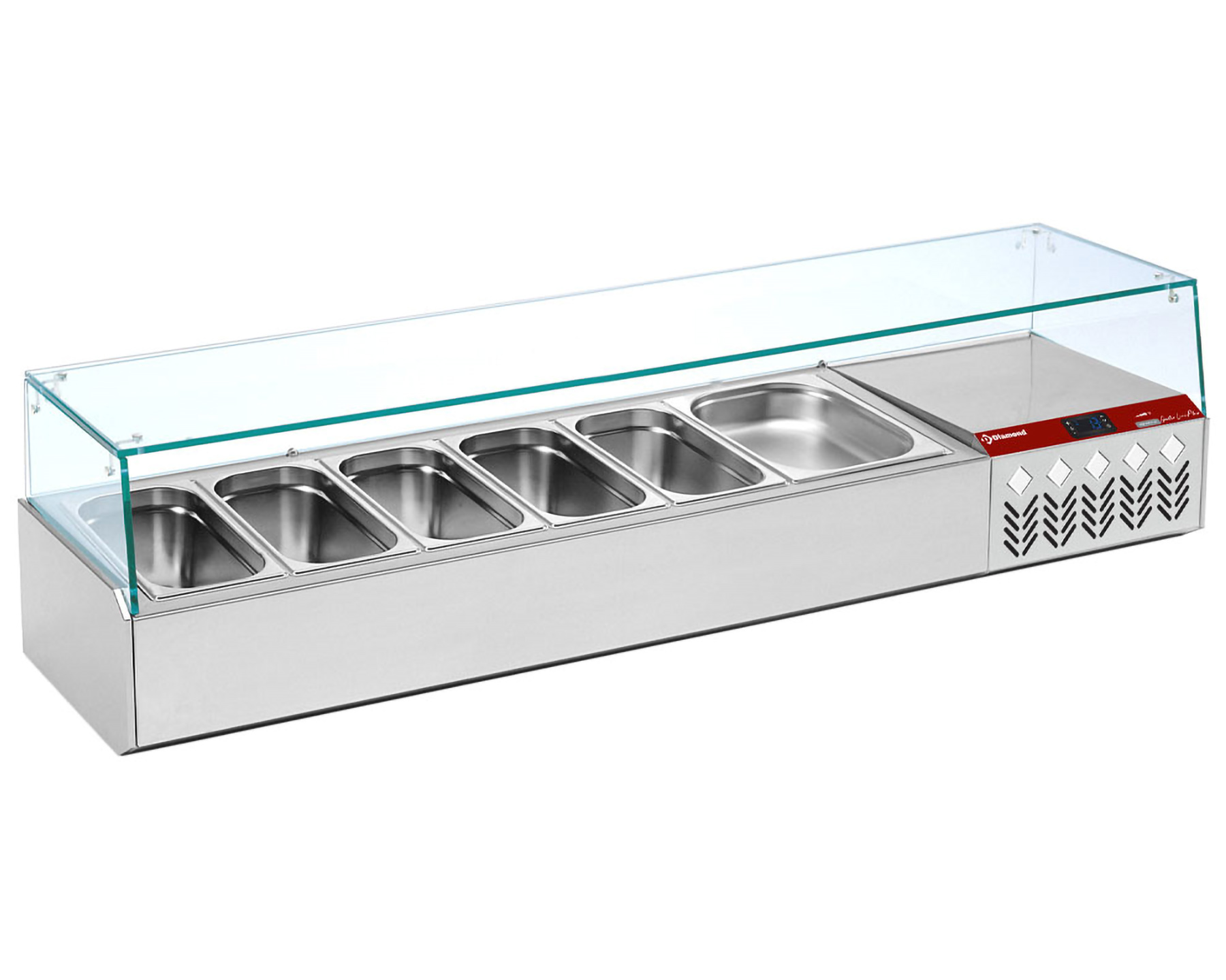Opzetkoelvitrine 6x 1/3GN - 1610x384x(h)401mm