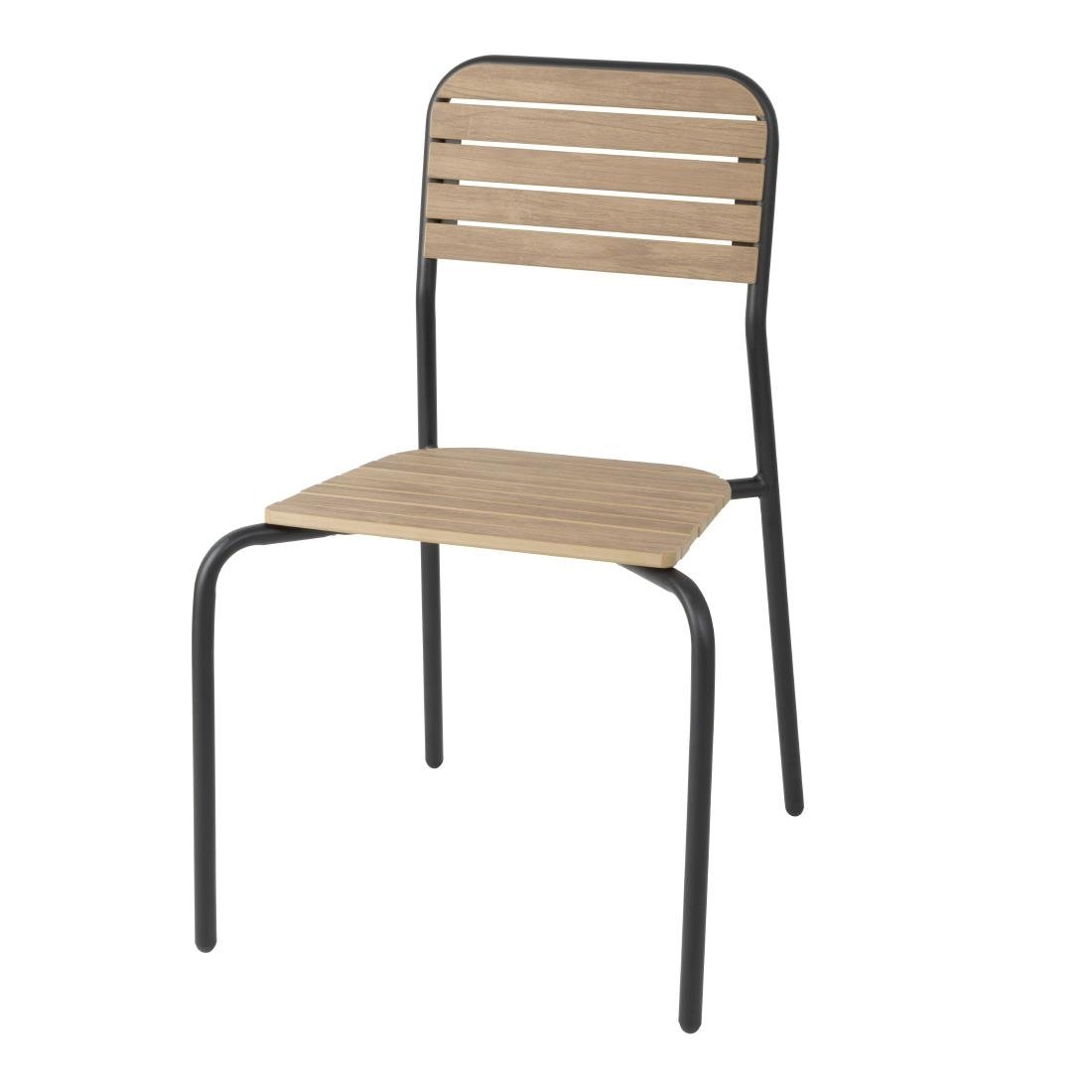 Bolero Santorini Outdoor-Stühle in Holzoptik (4er-Pack)