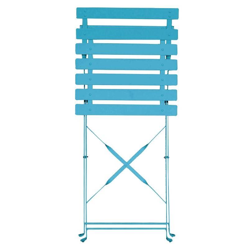 Klappbare Terrassenstühle | 2 Stück | Sitzhöhe: 44cm | Stahl | Azurblau