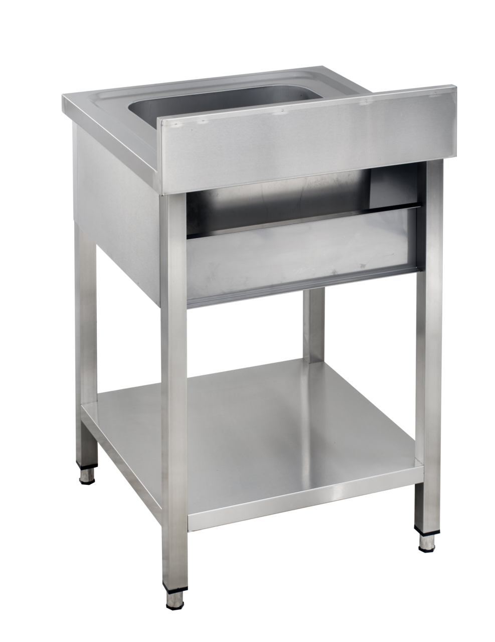 Spoeltafel Basic 6x7 met 1 spoelbak, opstaande rand en bodemplaat