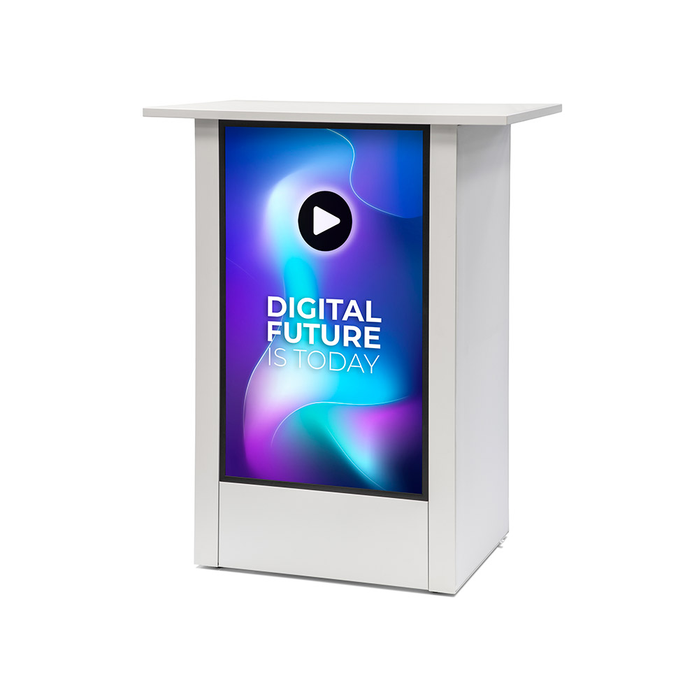 Digital Counter Futuro met 32" Samsung Scherm Verticaal Wit