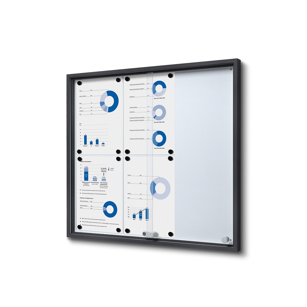 Notitiebord met schuifdeuren Slim - 6x A4 Antraciet