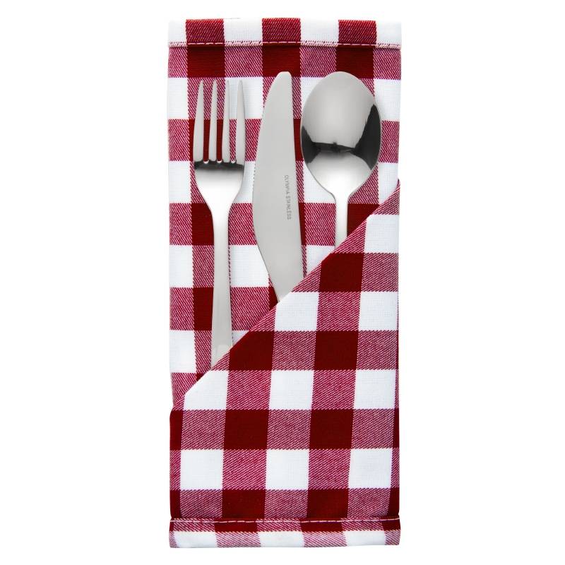 Serviette à Carreaux Rouges/Blancs - USAGE INTENSIF - 400x400mm - 10 Pièces
