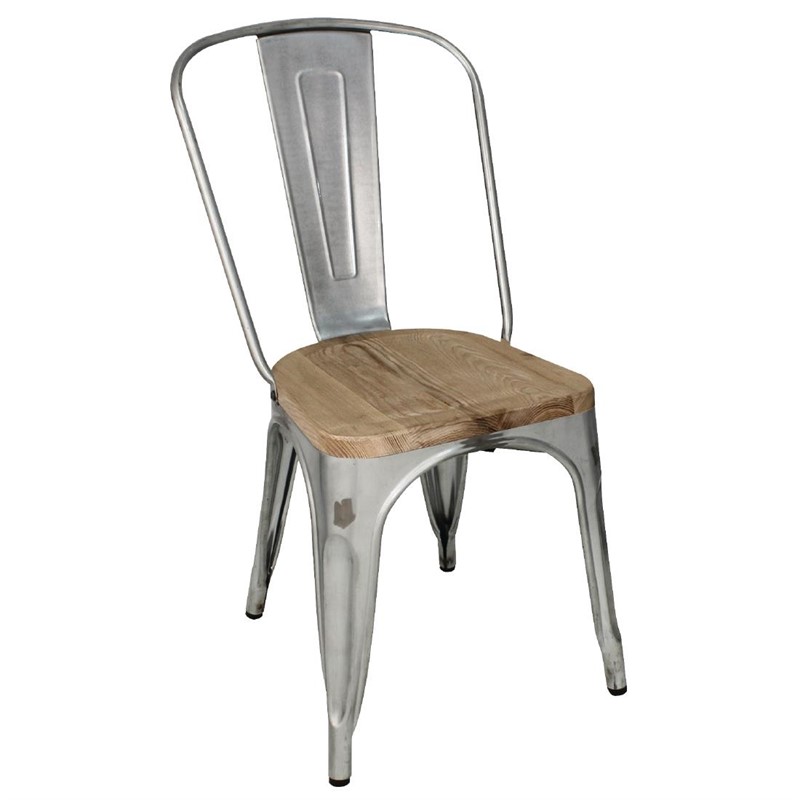Chaises en acier avec assise en bois Bolero (lot de 4)