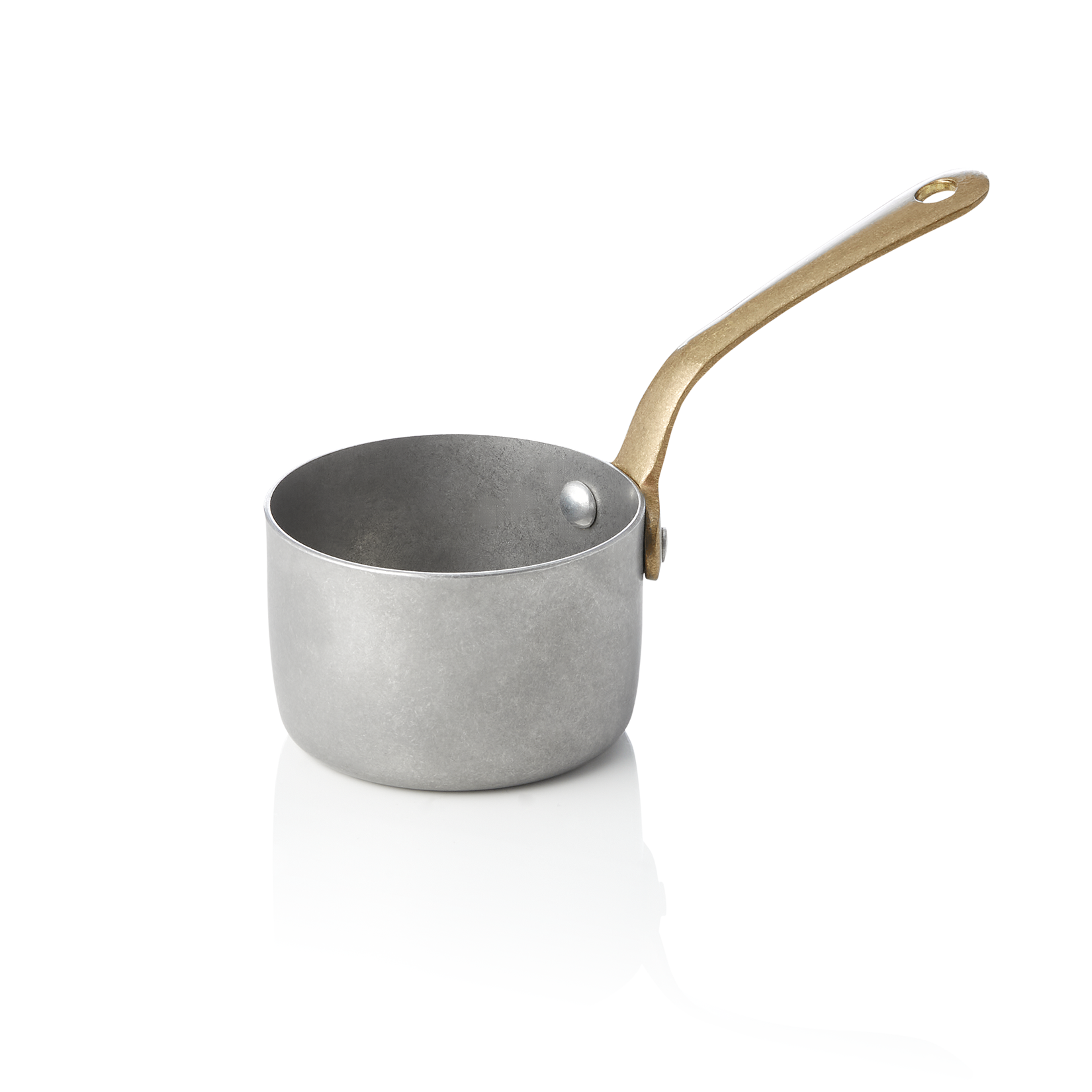 Serveerpot STEEL & STYLE, met messinggreep, 140 ml, Ø 7 cm, vintage, messing, PVD, chroom-nikkelstaal
