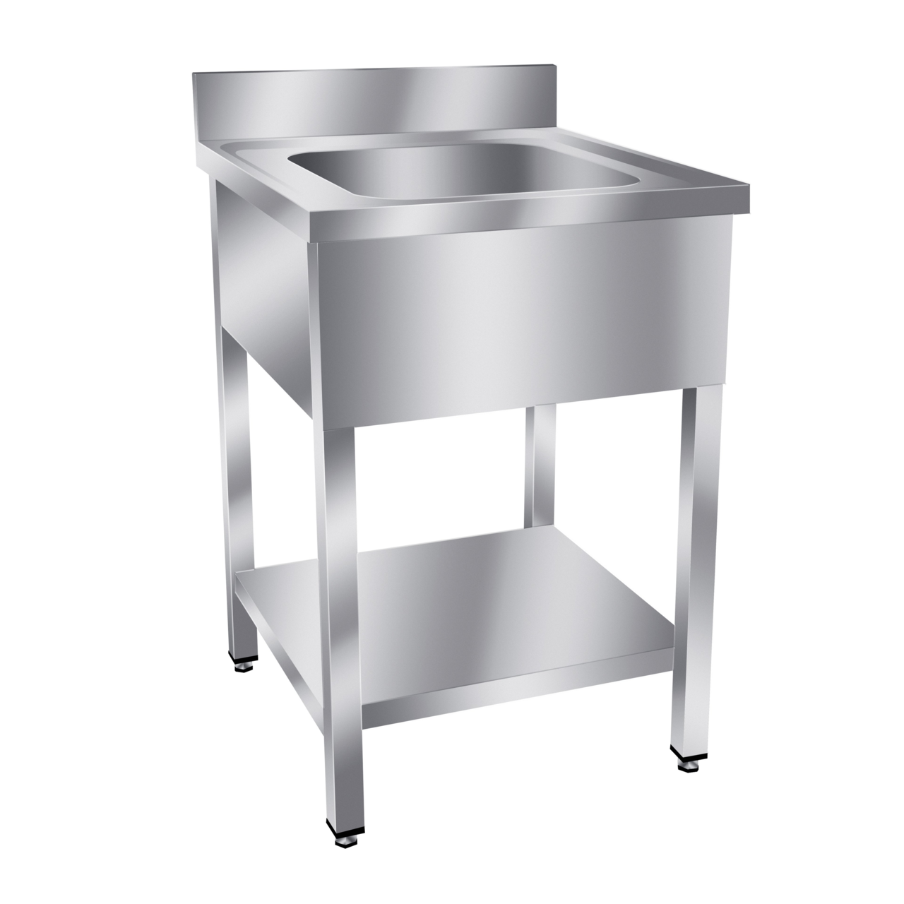 Spoeltafel Basic 6x7 met 1 spoelbak, opstaande rand en bodemplaat