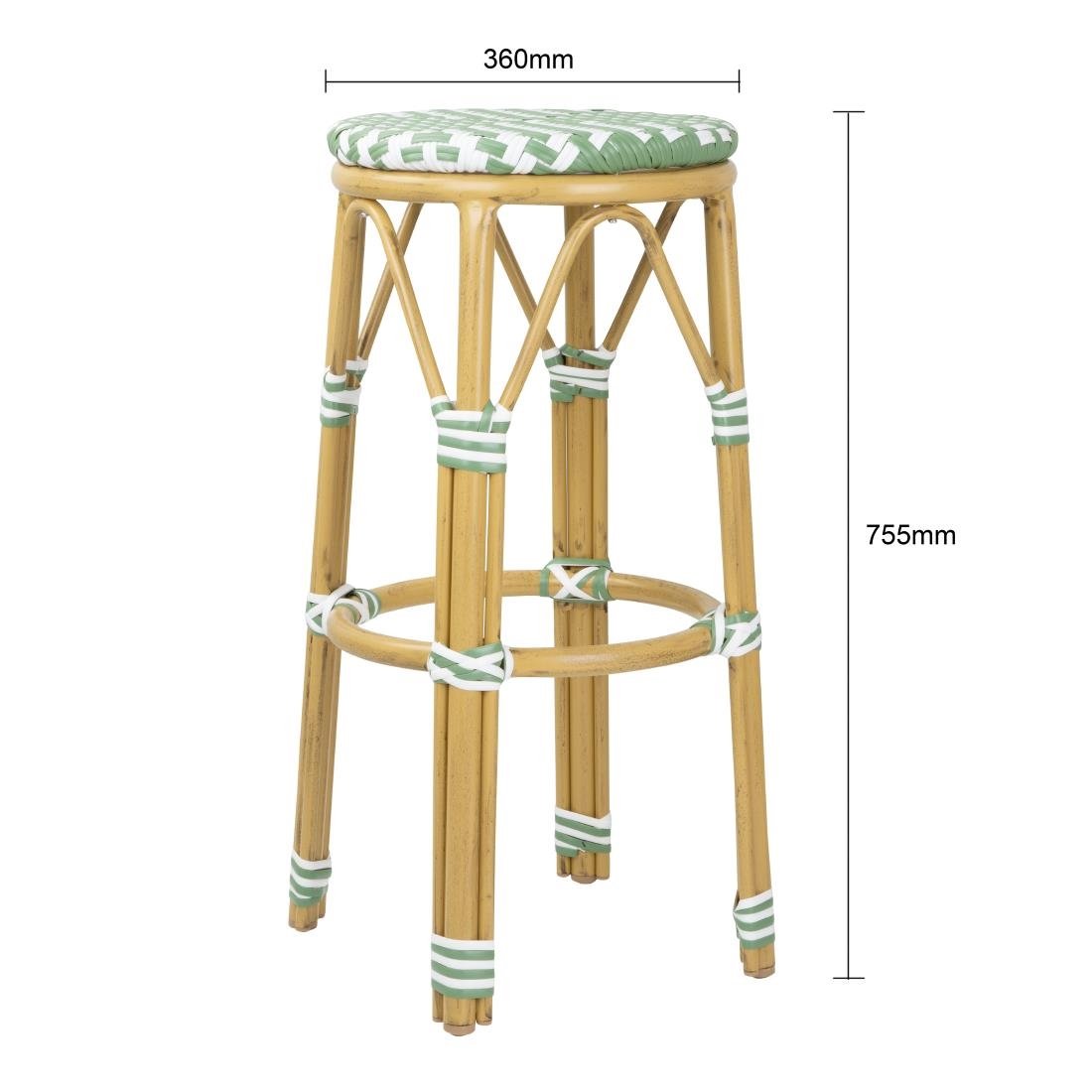 Bolero Parijse Stijl PE Rattan Barkrukken Licht Groen (2 Stuks)