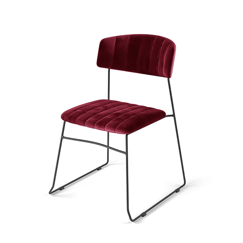 Mundo chaise empilable, Bordeaux, revêtement en velours, ignifuge, 54x55x79cm (BxTxH), 53007