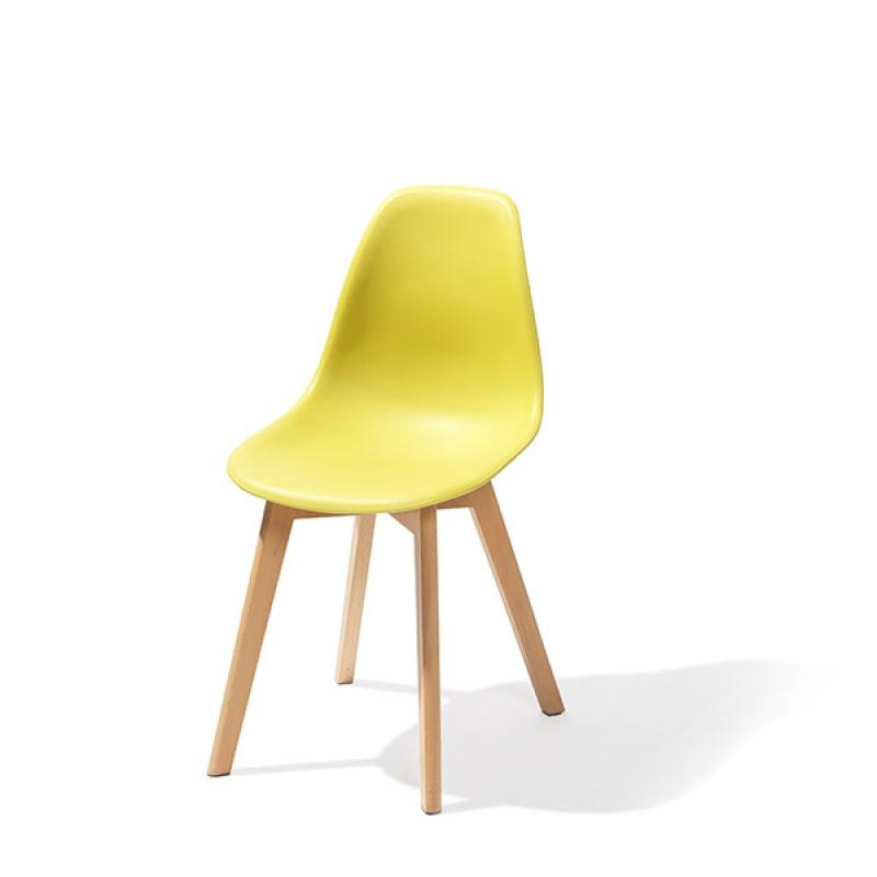Keeve chaise empilable sans accoudoirs, Jaune, structure en bois de bouleau et assise en plastique, 47x53x83cm (BxTxH), 505F01SY
