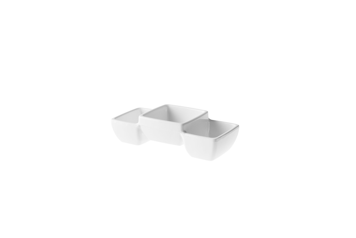 Schaal 3-vaks Melamine 14 x 6 cm Wit Melamine