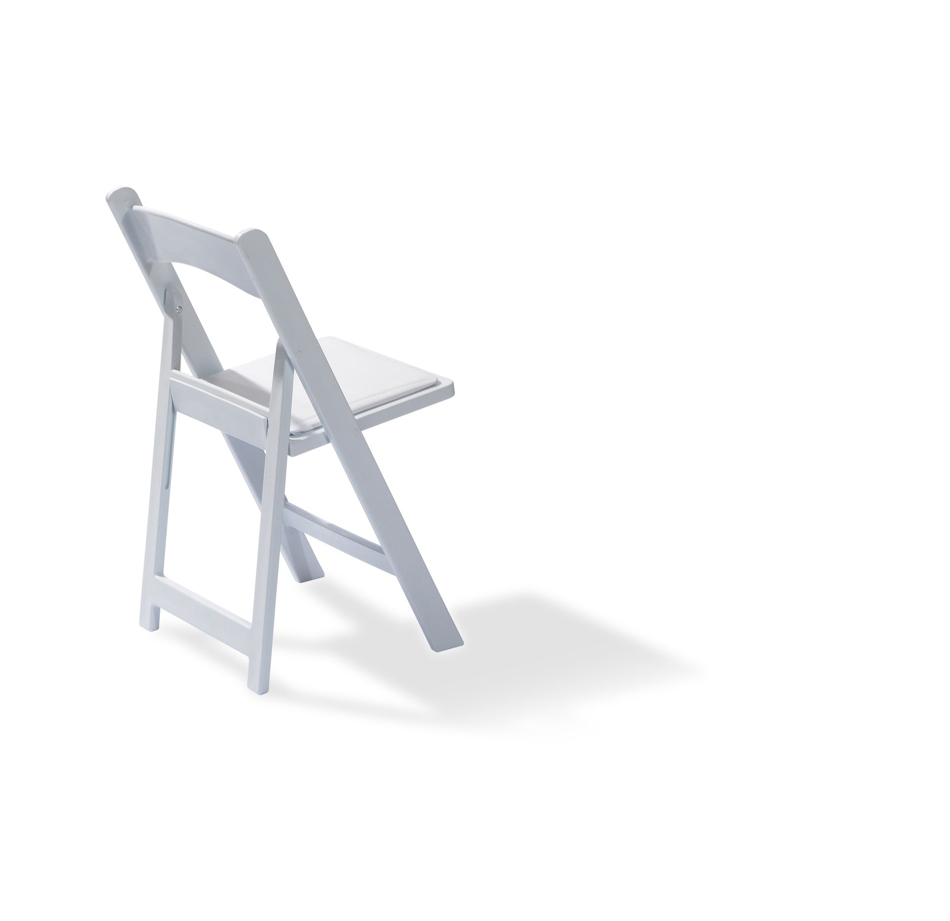 Chaise de mariage pliable en polypropylène, Blanc, siège rembourré en cuir synthétique, 45x45x78cm (BxTxH), 50220