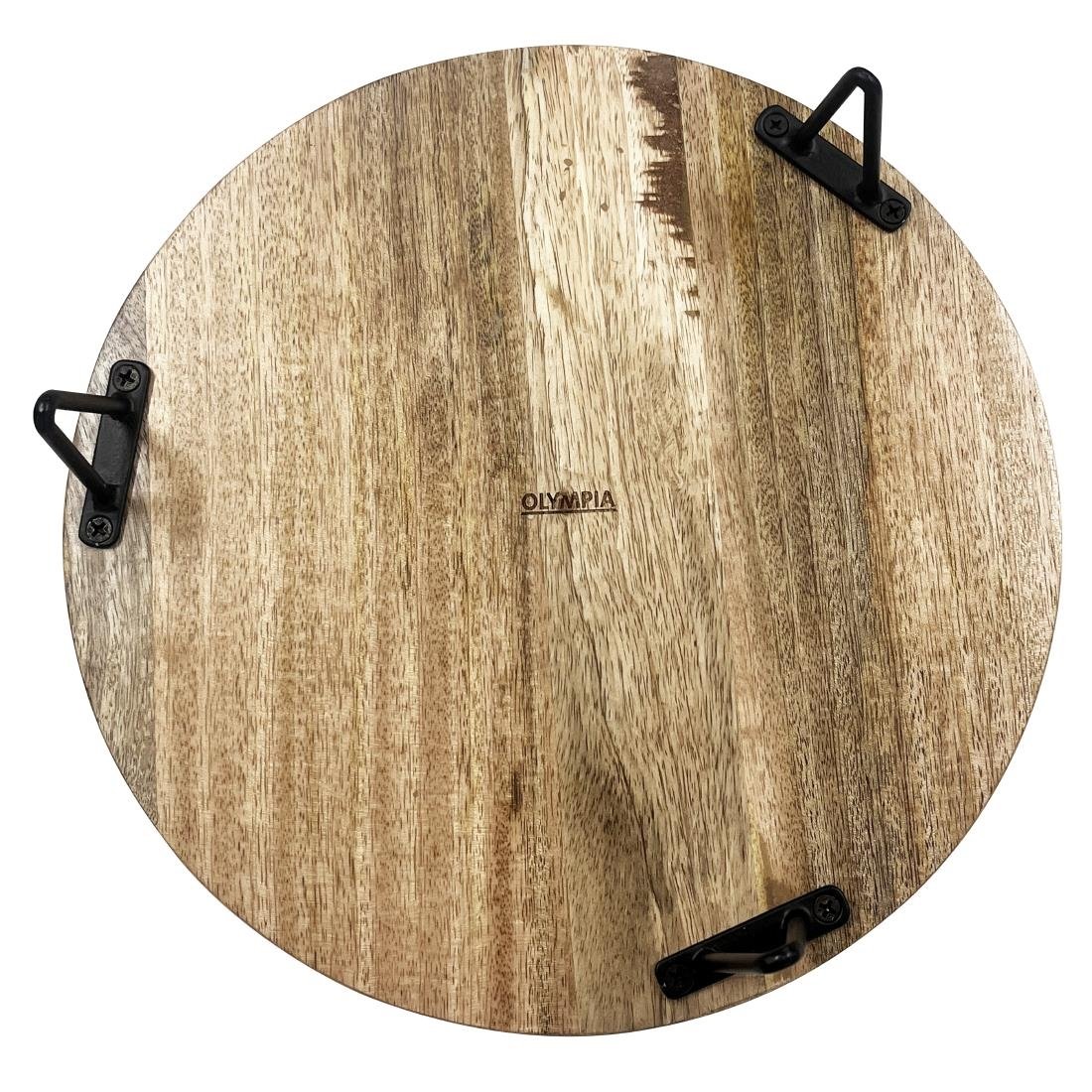 Support de présentation rond en bois de manguier avec pieds en métal Olympia 250x80mm Support de présentation rond en bois de manguier avec pieds en métal Olympia 250x80mm