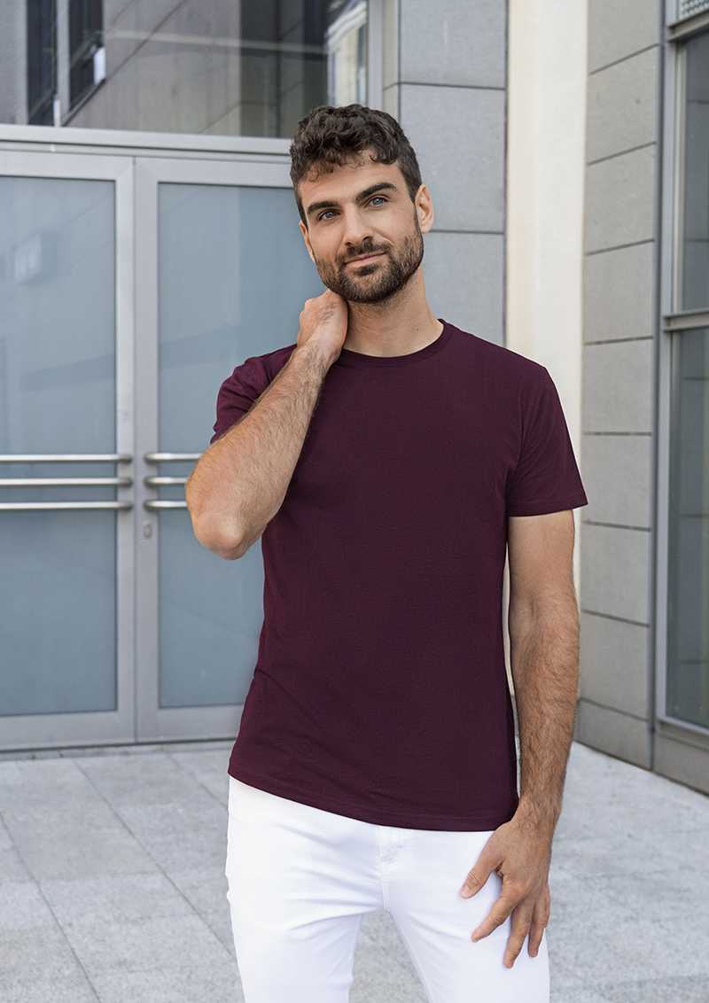 T-shirt de travail pour homme Casual-Flair, en matériau durable - Aubergine - L