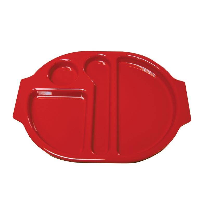 Serveerblad Polycarbonaat - Incl. Verdeelschalen - Rood - Per 10 Stuks