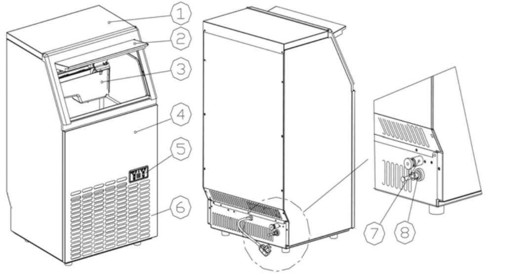 IJsblokjesmachine 35 kg/24 uur - 15kg bunker - Luchtgekoeld inspuitsysteem - Vierkante Blokjes