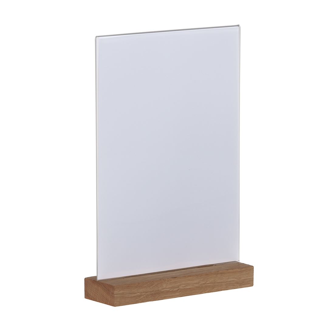 Porte-cartes européen en acrylique avec base en bois A4 - Portrait