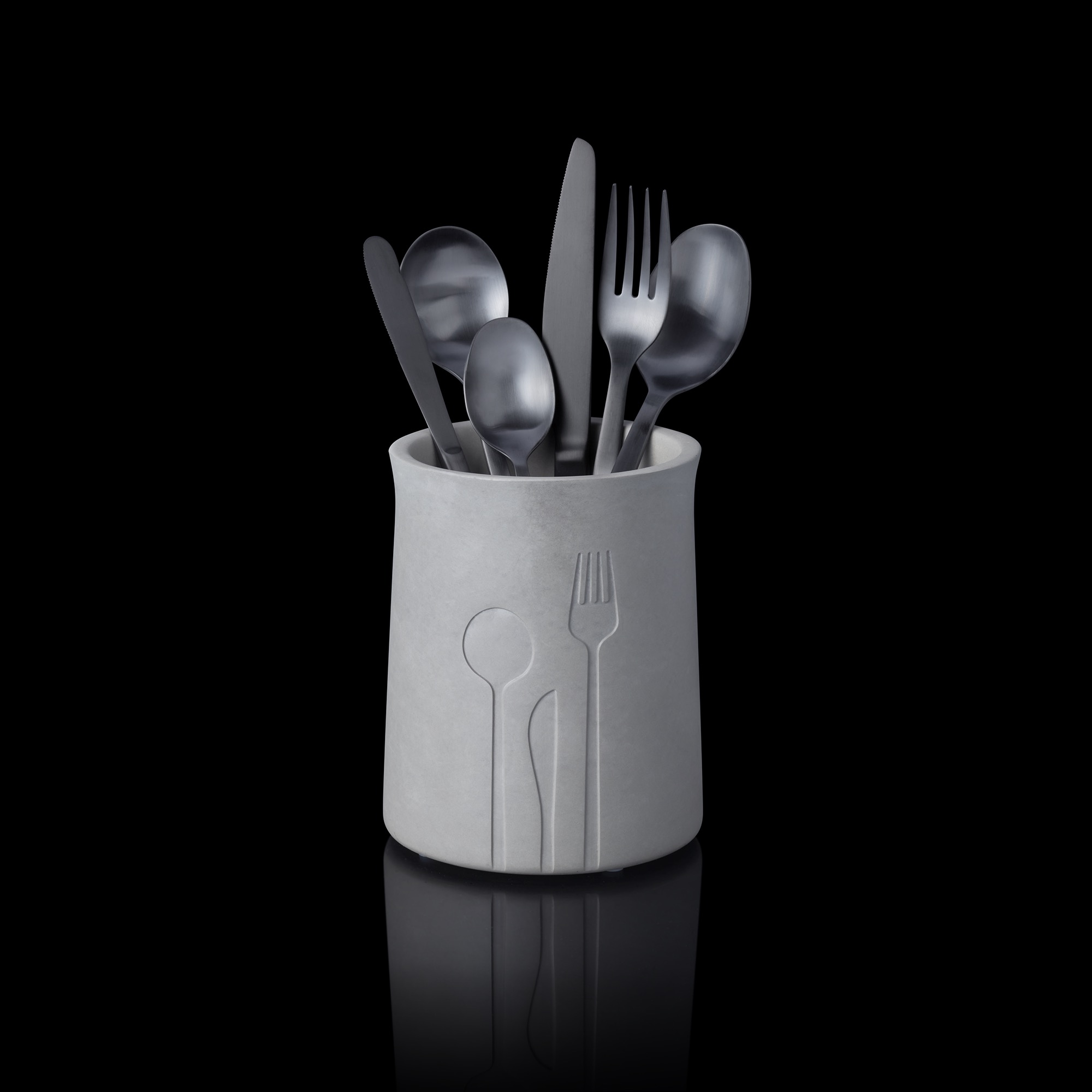 Boîte à couverts Mare, diamètre 11 cm, hauteur 14,5 cm, béton, éthylène-acétate de vinyle