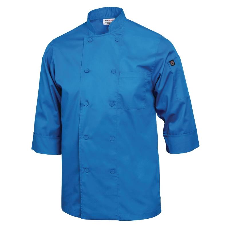 Veste De Cuisinier Manches 3/4 - ChefWorks - Bleue - Disponibles En 6 Tailles