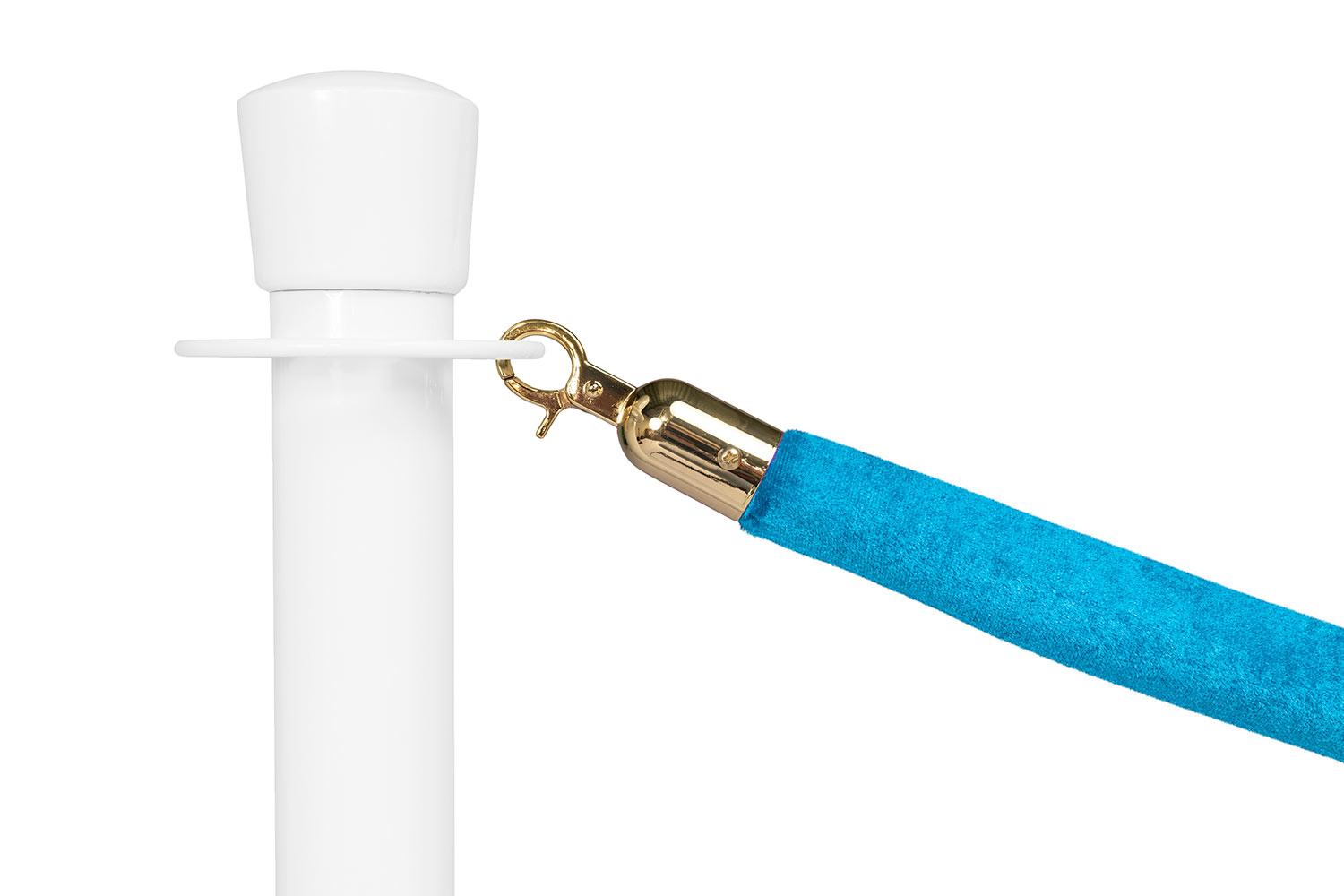 Cordon de barrière standard velours bleu clair - Longueur 150 cm - Laiton