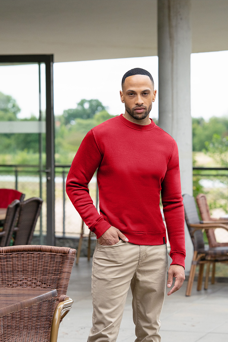 Herren Workwear Sweatshirt Soft-Face, aus nachhaltigem Material - Rot - L