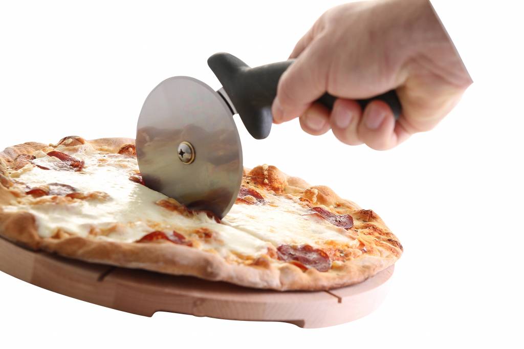 Couteau à Pizza Inox - Résiste Au Lave-Vaisselle - Manche Noir - Ø100x230mm