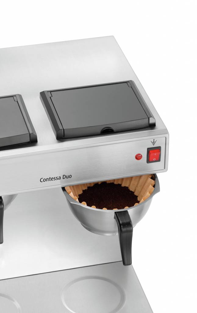 Koffiemachine Contessa Duo  | Chroomnikkelstaal | Inhoud 2x2 Liter | 430x400x(H)520mm