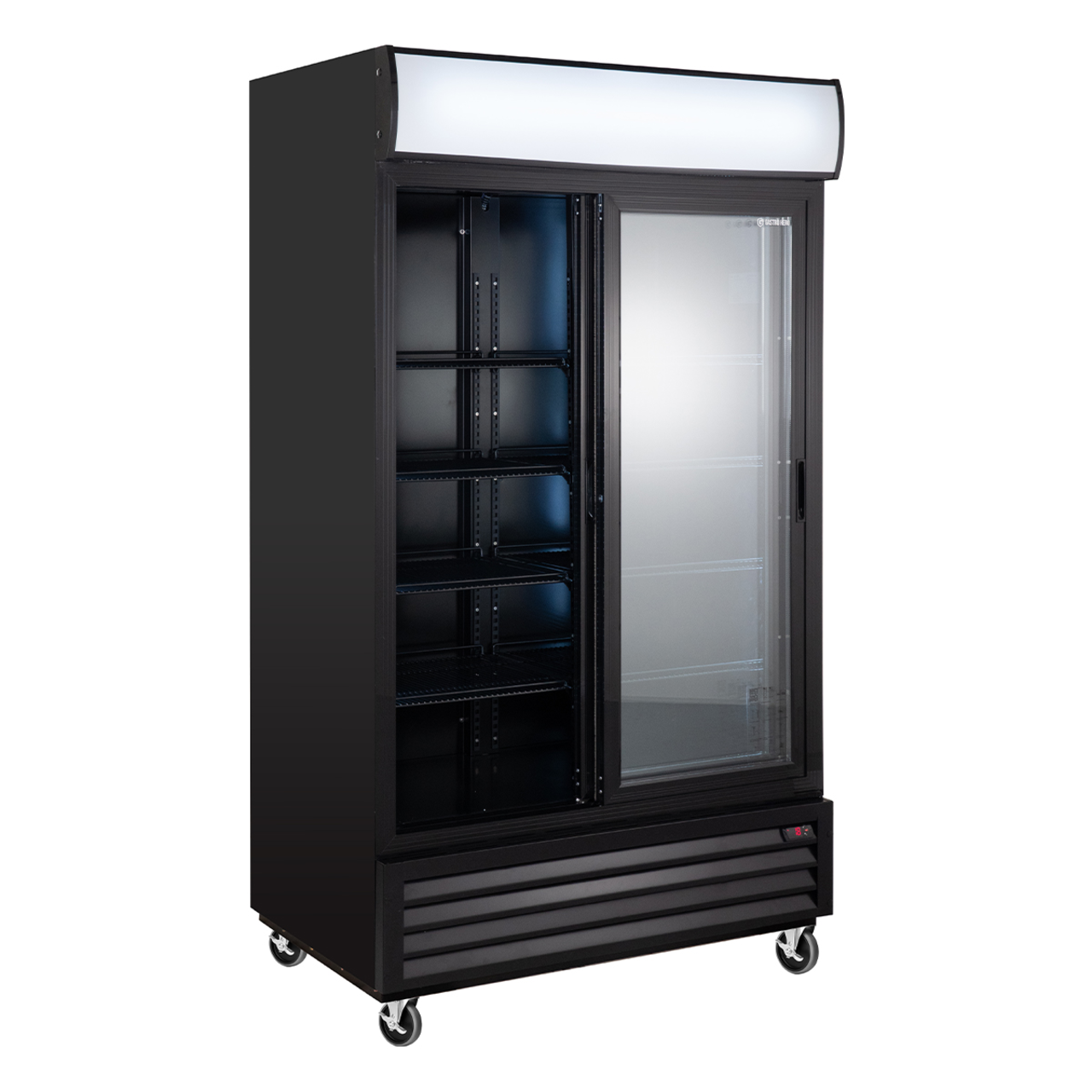 Getränkekühlschrank ECO 1000 mit Schiebetüren und Leuchtaufsatz